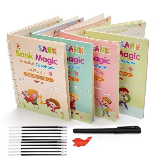 Magic Practice Copybook Set - (4 Books + 10 Refills + Pen + Grip)