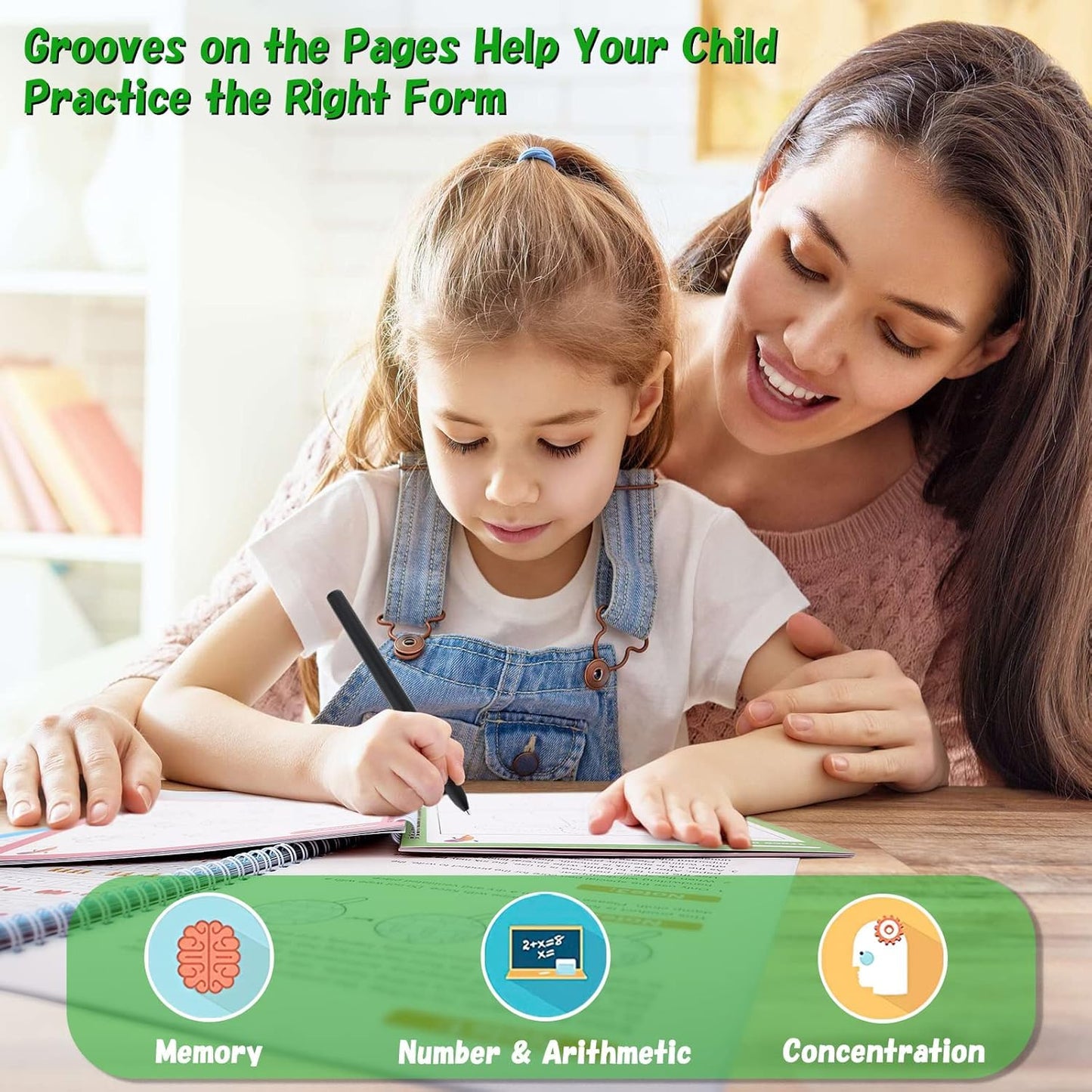 Magic Practice Copybook Set - (4 Books + 10 Refills + Pen + Grip)